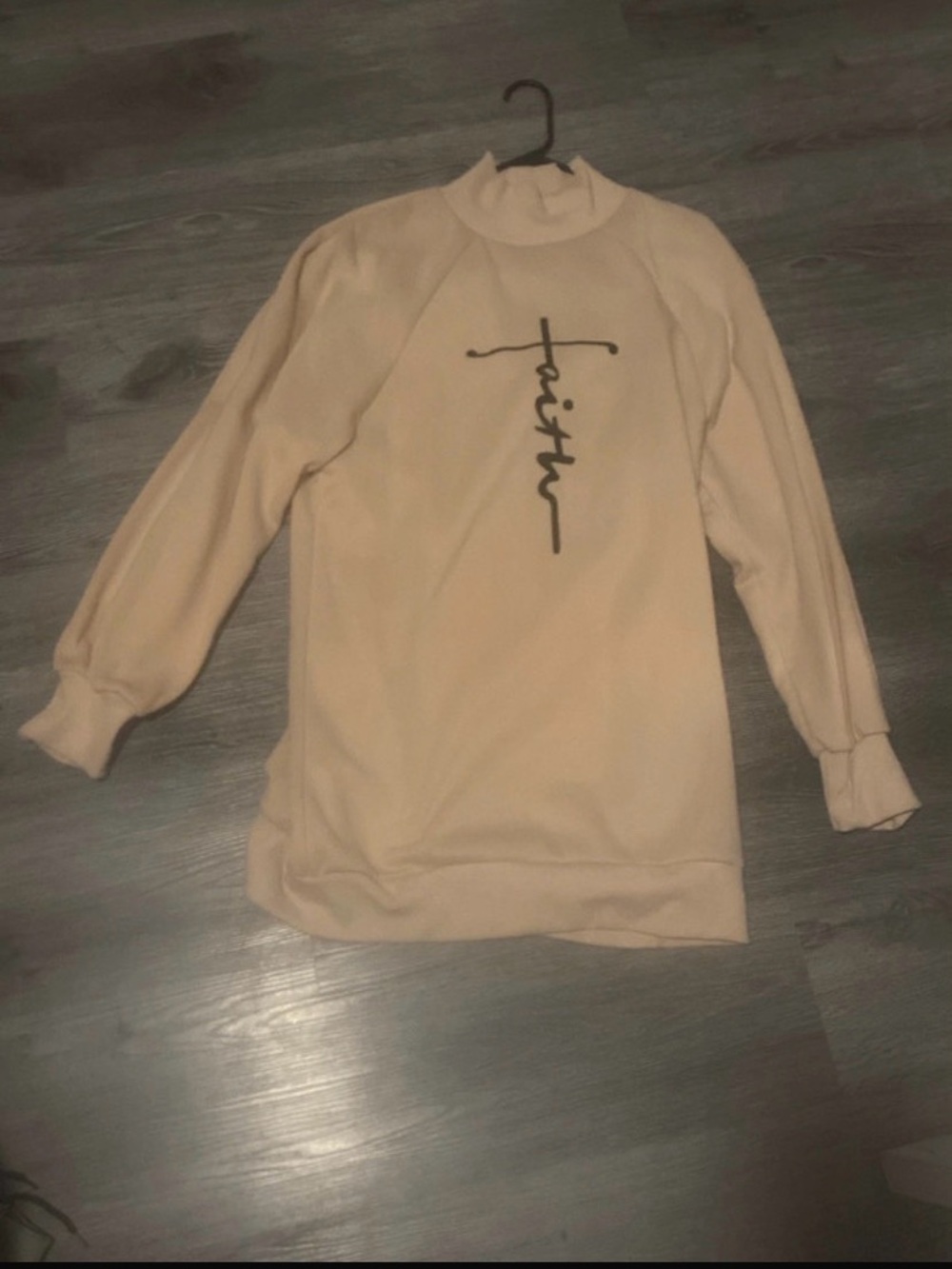 H&M Cream Turtleneck Sweater with 'faith' Script
